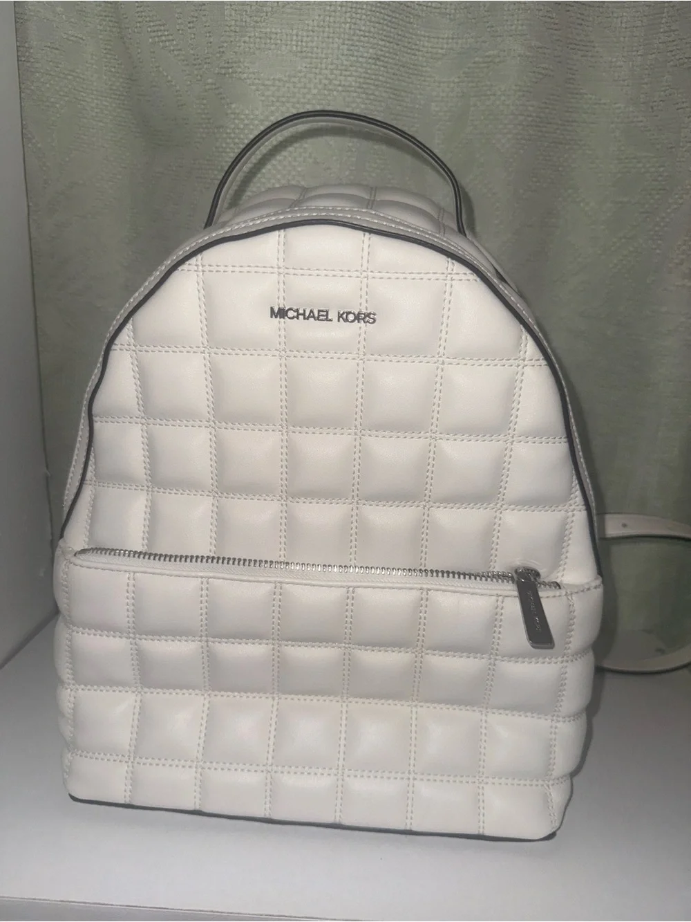 Michael Kors White Leather Mini Backpack with Light Pink Lining